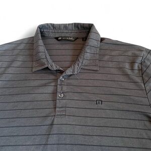 Travis Mathew Gray Striped Polo Shirt